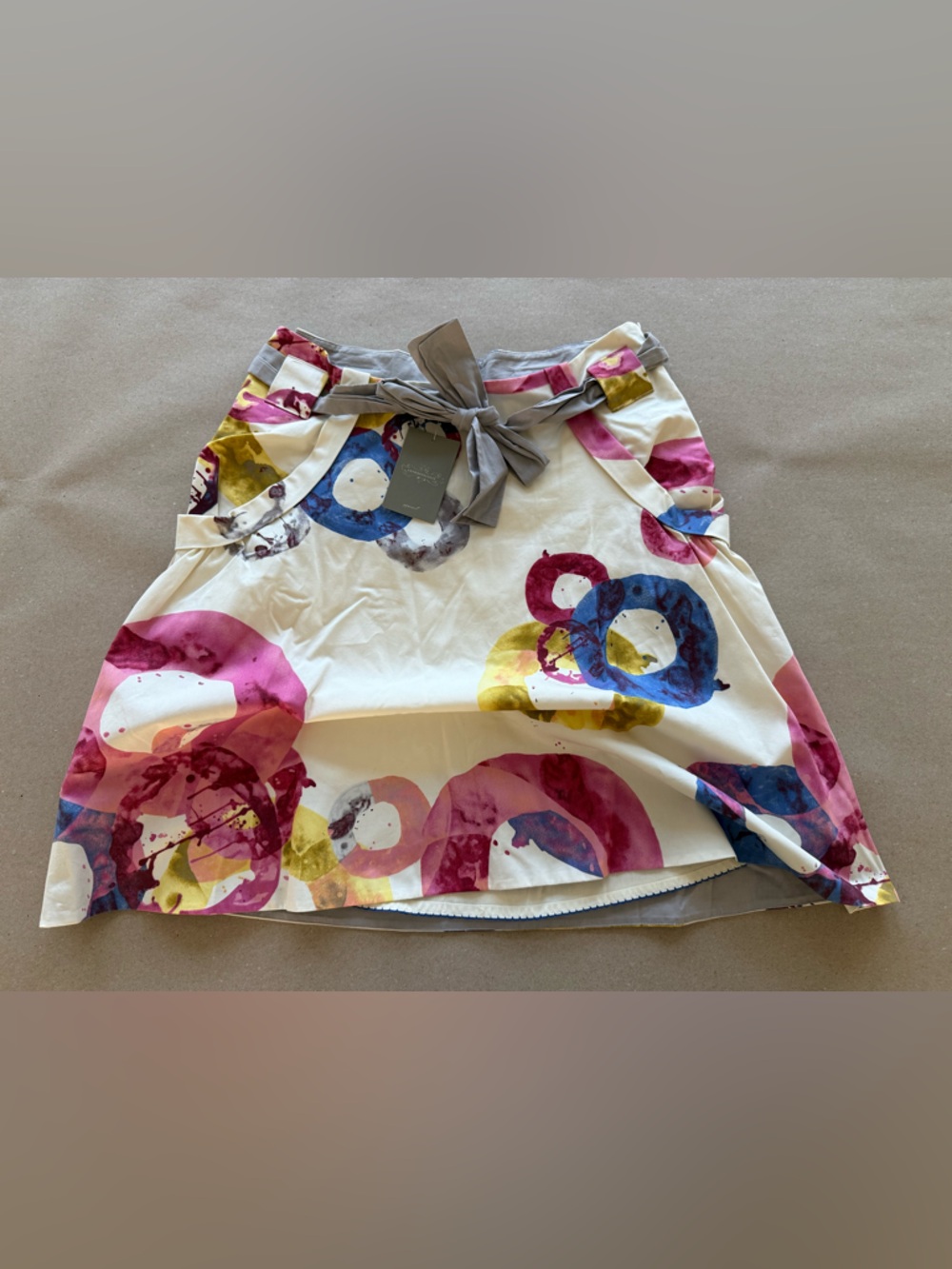 Anthropologie — Fei Skirt in White with Pink, Blue & Yellow Accents — Size 8